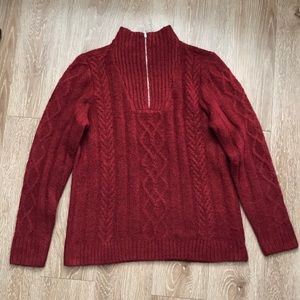 croft & barrow Red Cable-Knit Half-Zip Turtleneck Sweater